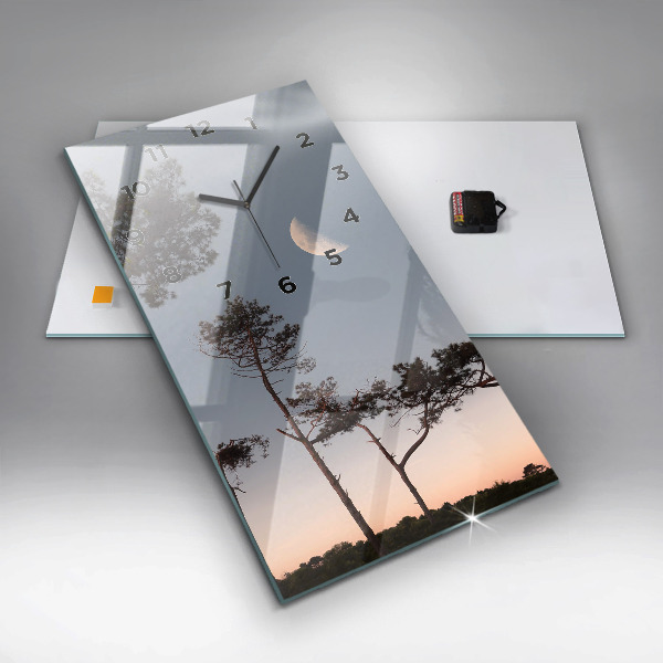 Téglalap alakú üvegóra Félhold és fák