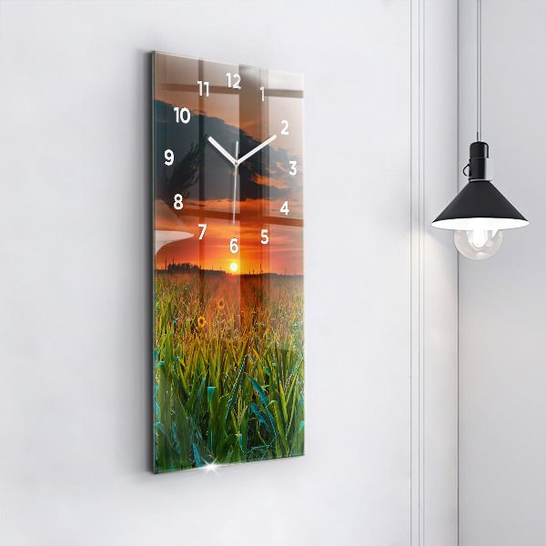 Téglalap alakú üvegóra Napraforgó a réten