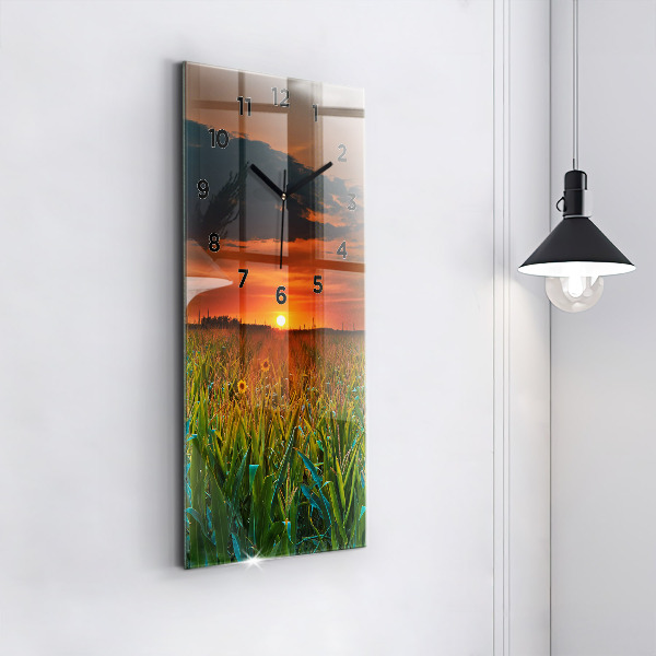 Téglalap alakú üvegóra Napraforgó a réten