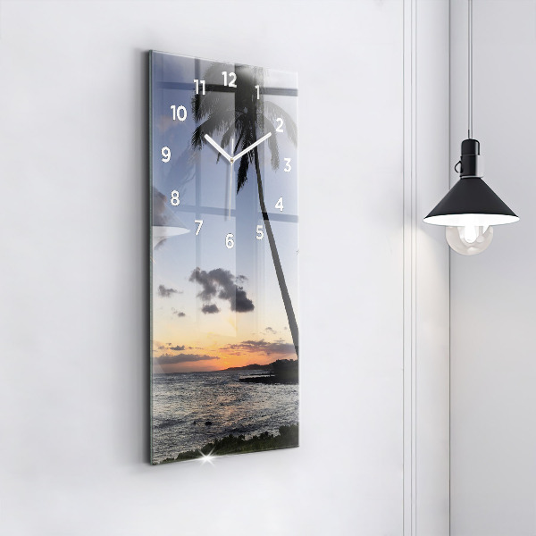 Téglalap alakú üvegóra Pálmafa és napkelte