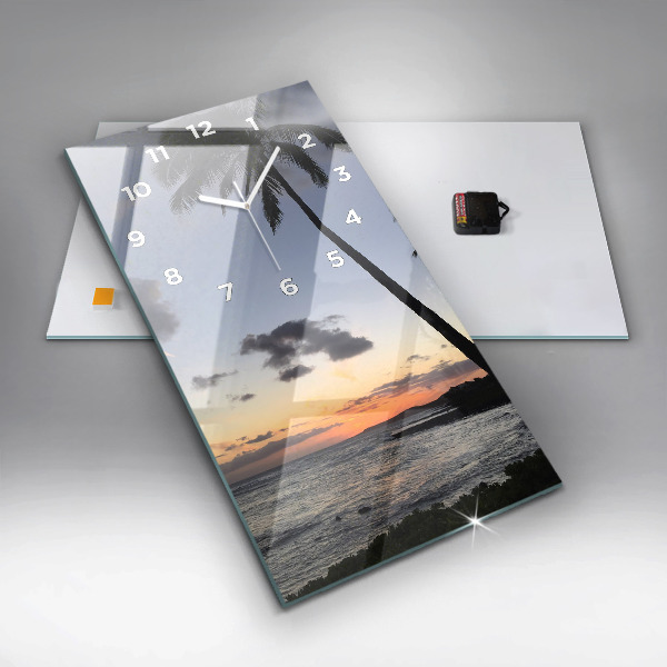 Téglalap alakú üvegóra Pálmafa és napkelte