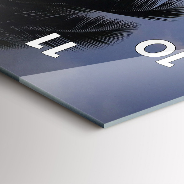 Téglalap alakú üvegóra Pálmafa és napkelte