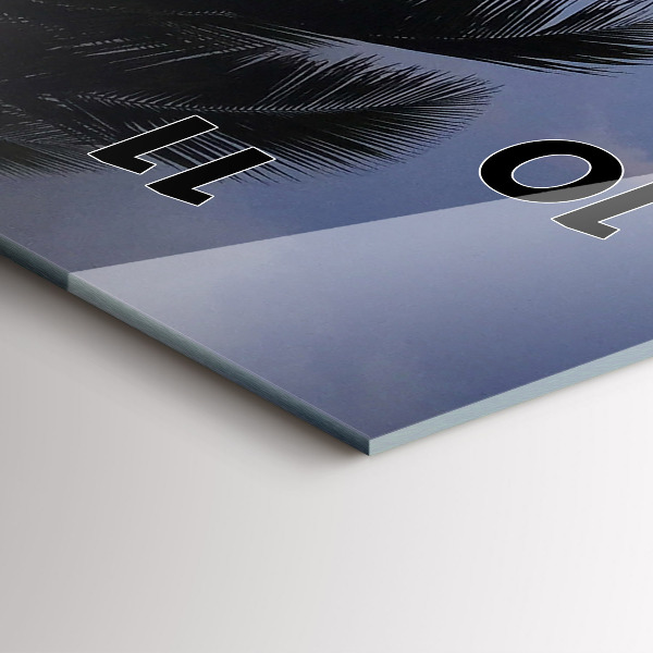 Téglalap alakú üvegóra Pálmafa és napkelte