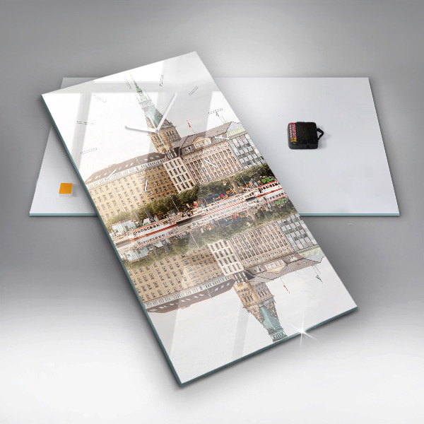 Téglalap alakú üvegóra Hamburg folyó Németországban