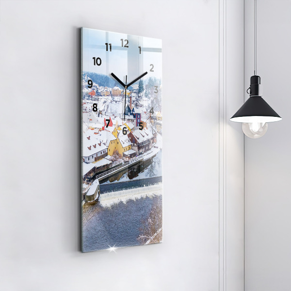 Téglalap alakú üvegóra Panoráma a városra télen