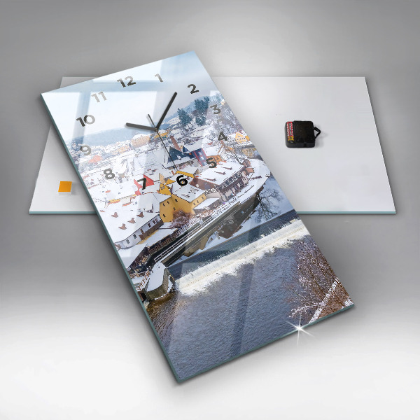 Téglalap alakú üvegóra Panoráma a városra télen