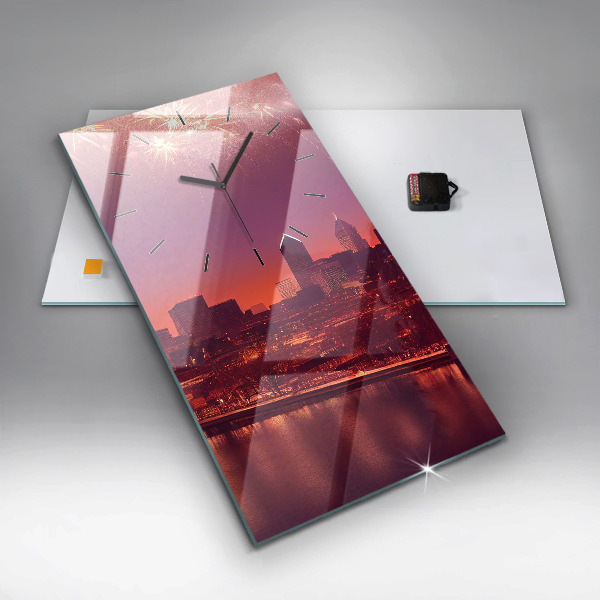 Téglalap alakú üvegóra Philadelphia City éjjel