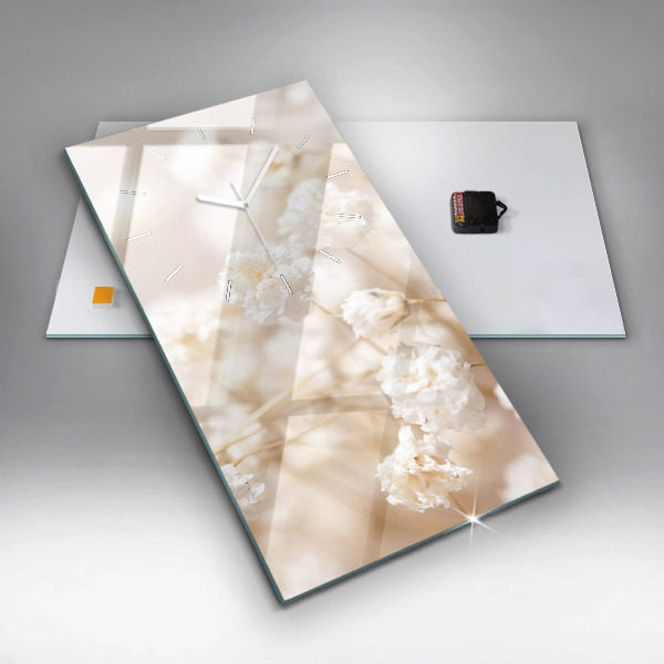 Téglalap alakú üvegóra Kis fehér virágok