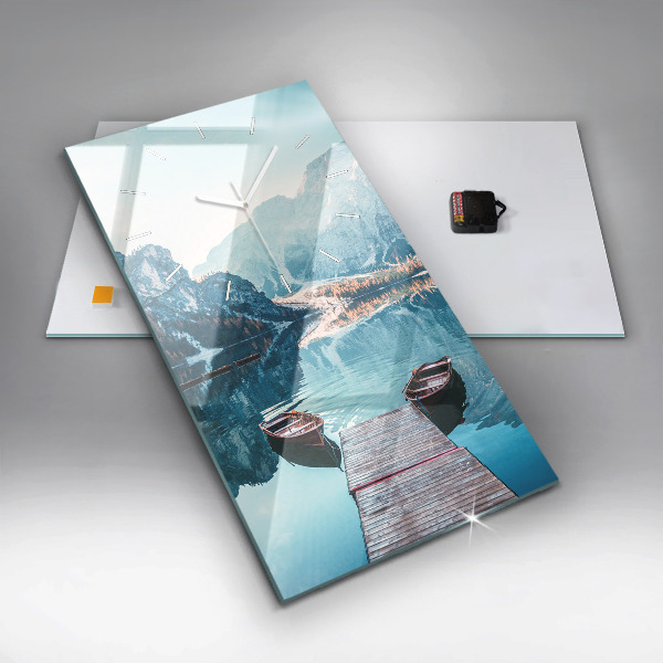 Téglalap alakú üvegóra Csónakok a tavon