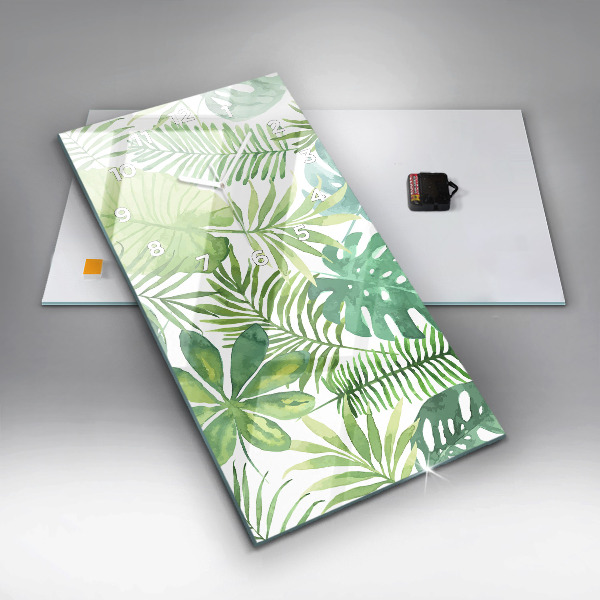 Téglalap alakú üvegóra Zöld levelek