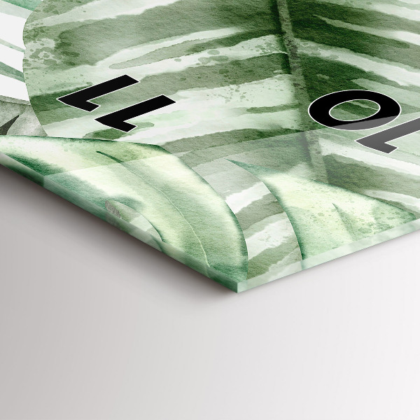 Téglalap alakú üvegóra Festett növényi levelek