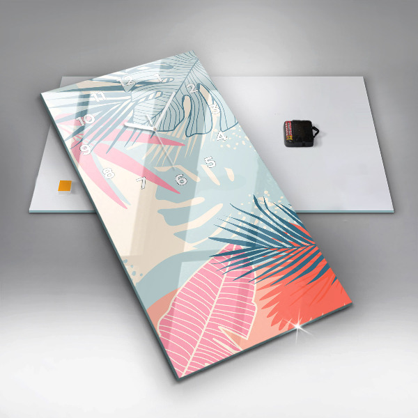 Téglalap alakú üvegóra Pasztell levelek – trópusok