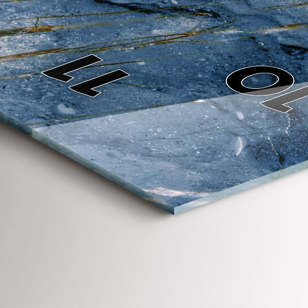 Téglalap alakú üvegóra Kék márvány textúra