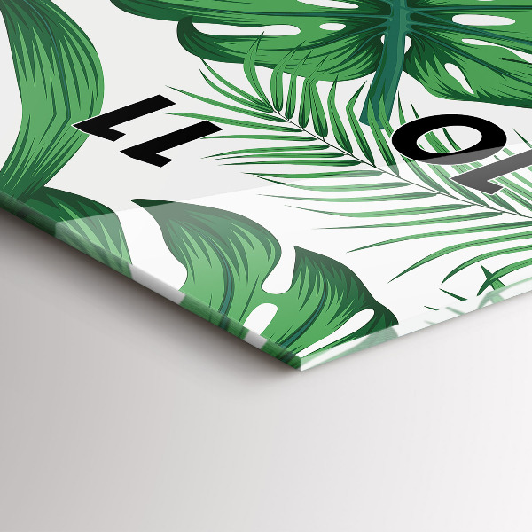 Téglalap alakú üvegóra Monstera levelek