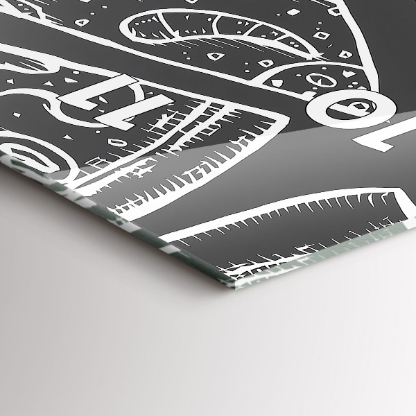 Téglalap alakú üvegóra Festett pizza