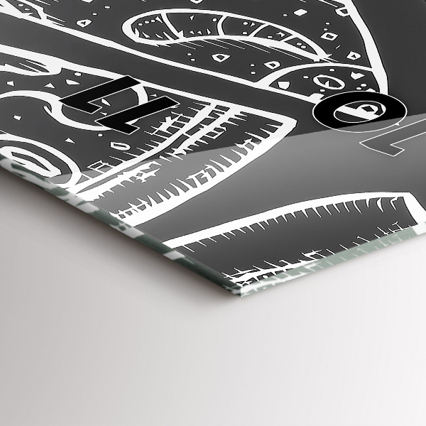 Téglalap alakú üvegóra Festett pizza