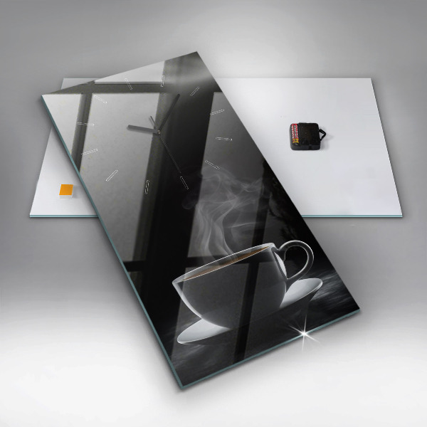 Téglalap alakú üvegóra Egy csésze fekete kávé