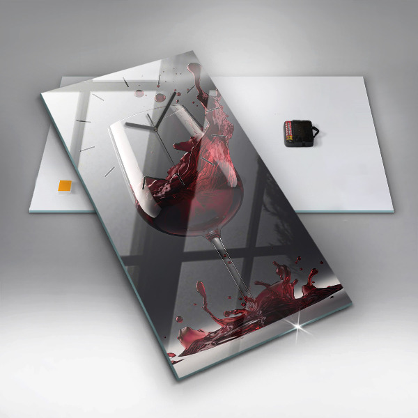 Téglalap alakú üvegóra Egy pohár vörösbor