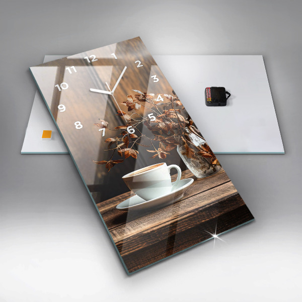 Téglalap alakú üvegóra Egy csésze kávét