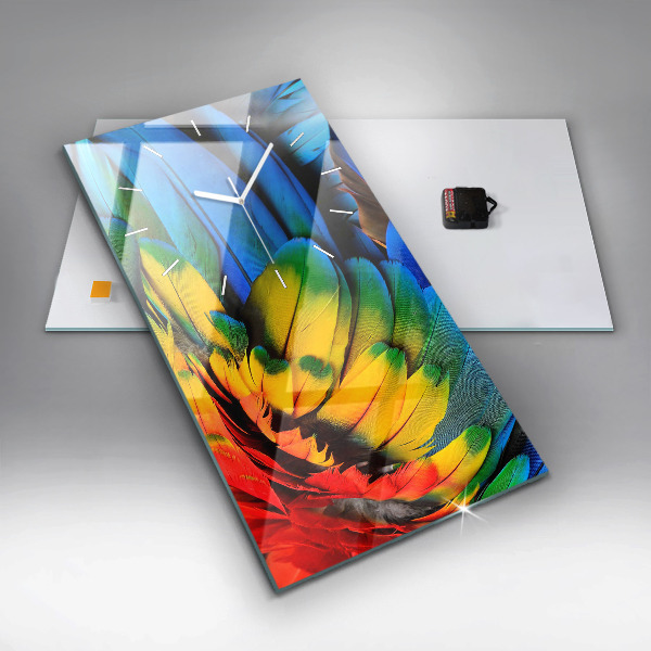 Téglalap alakú üvegóra Színes madárszárnyak