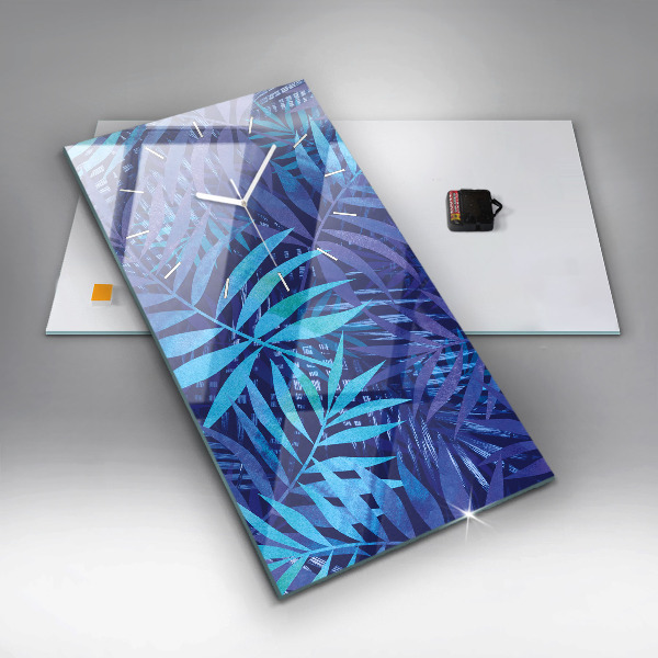 Téglalap alakú üvegóra Kék levelek