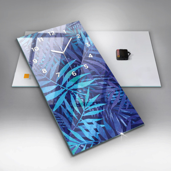 Téglalap alakú üvegóra Kék levelek