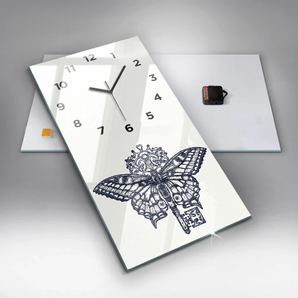 Téglalap alakú üvegóra Pillangó és kulcs - bohó stílus