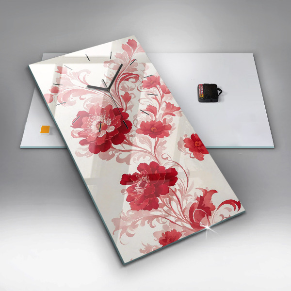 Téglalap alakú üvegóra Piros virágok