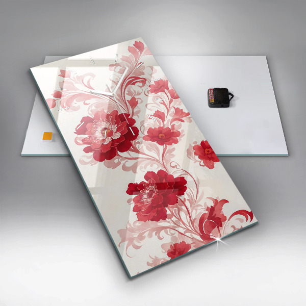 Téglalap alakú üvegóra Piros virágok