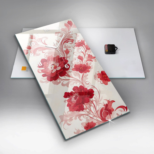 Téglalap alakú üvegóra Piros virágok