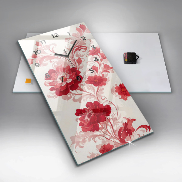 Téglalap alakú üvegóra Piros virágok