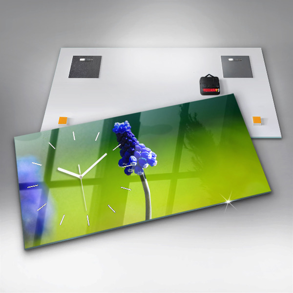 Vízszintes üvegóra Kék virágok