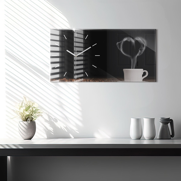 Vízszintes üvegóra Egy csésze forró kávé