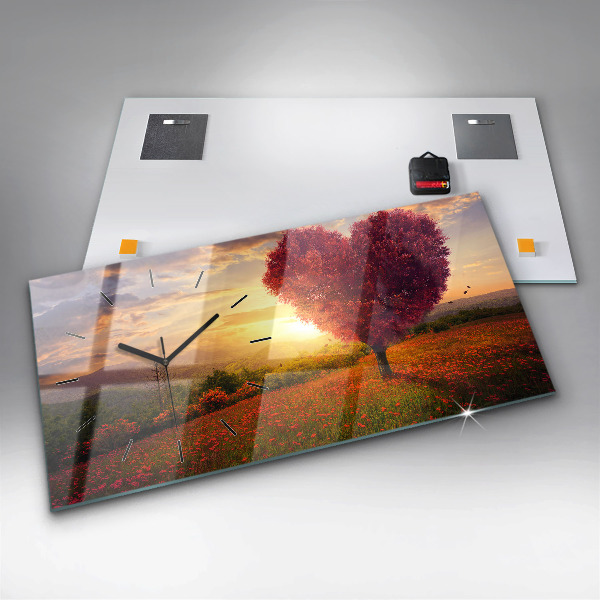 Vízszintes üvegóra Szerelem szív fa