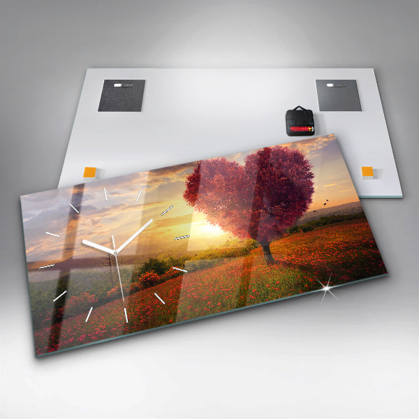 Vízszintes üvegóra Szerelem szív fa