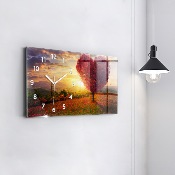 Vízszintes üvegóra Szerelem szív fa