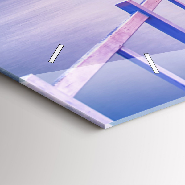 Vízszintes üvegóra Este a híd a kikötőben