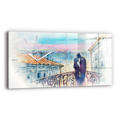 Vízszintes üvegóra Emberek akvarellben