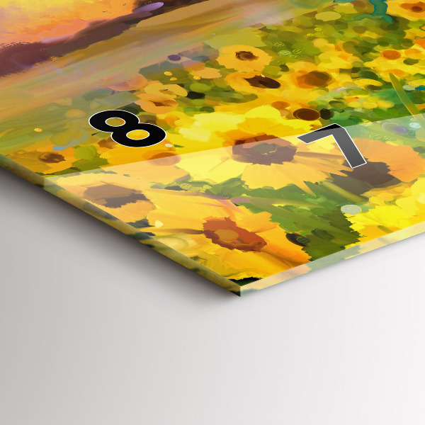 Vízszintes üvegóra Napraforgó mező