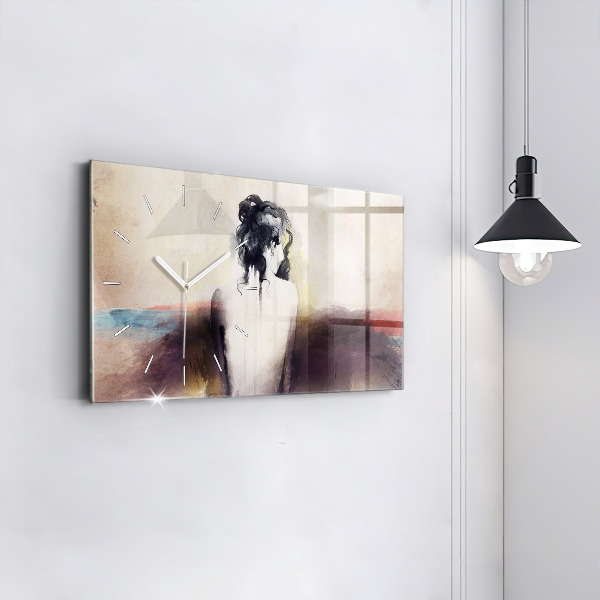 Vízszintes üvegóra Egy nő absztrakt portréja