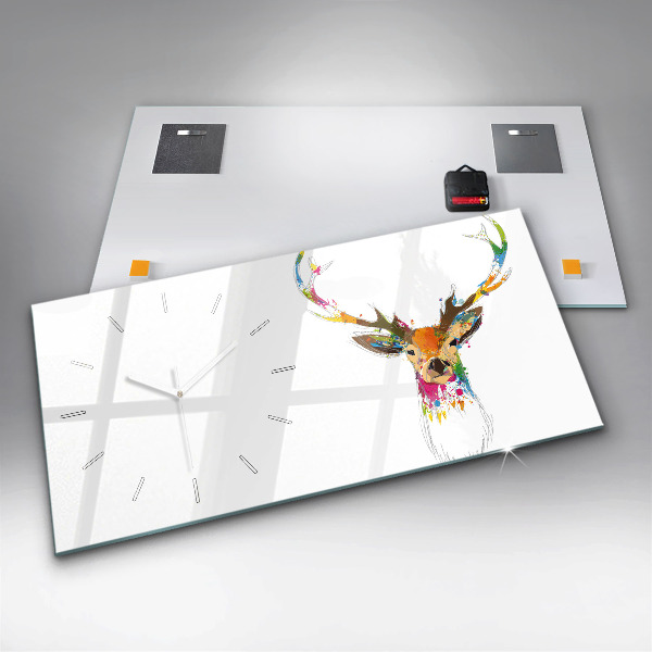 Vízszintes üvegóra Színes szarvasfej