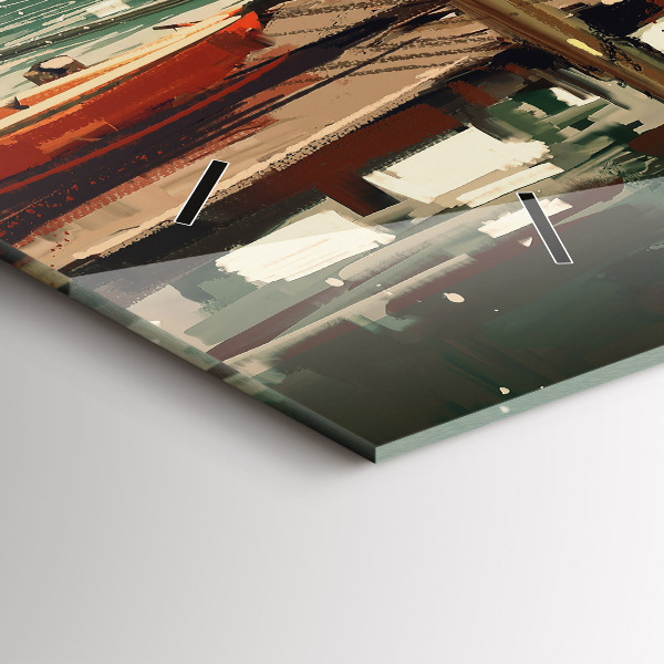 Vízszintes üvegóra Halászhajók a kikötőben