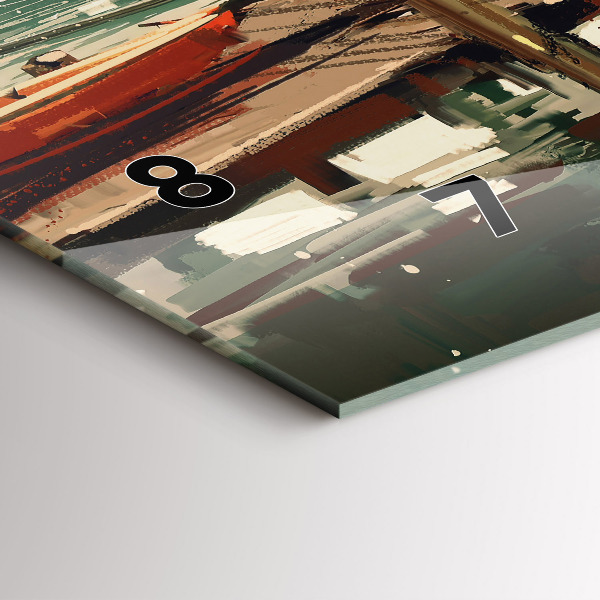 Vízszintes üvegóra Halászhajók a kikötőben