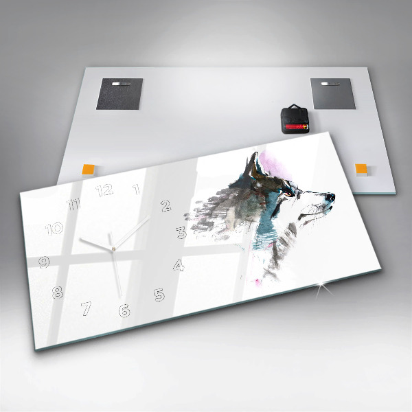 Vízszintes üvegóra Festett farkasprofil