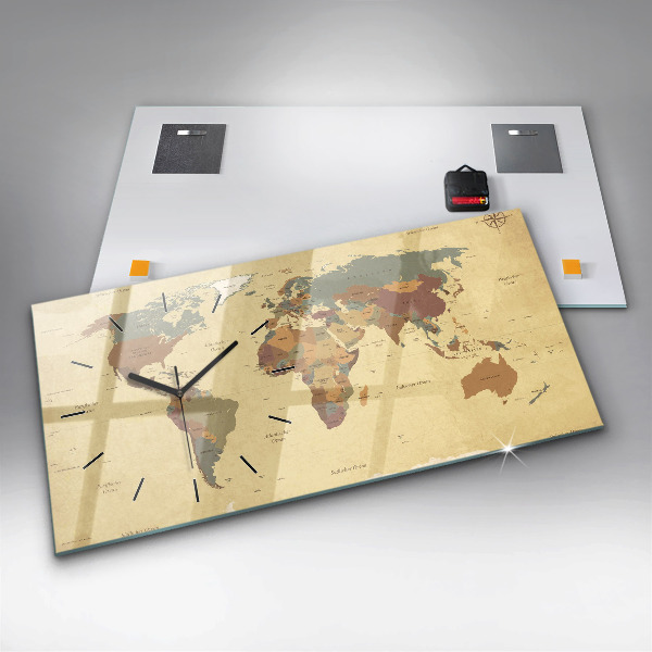 Vízszintes üvegóra Vintage világtérkép