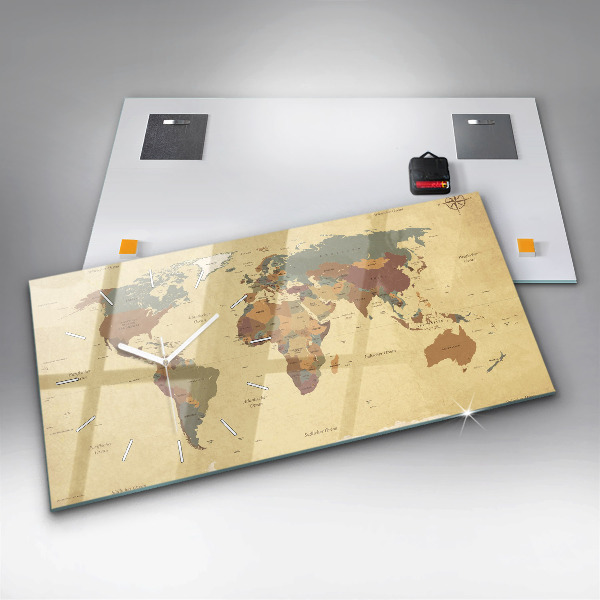 Vízszintes üvegóra Vintage világtérkép