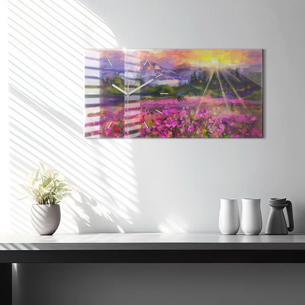 Vízszintes üvegóra Rét a naplementében