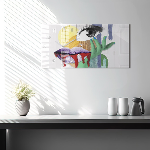 Vízszintes üvegóra Szürrealista kollázs