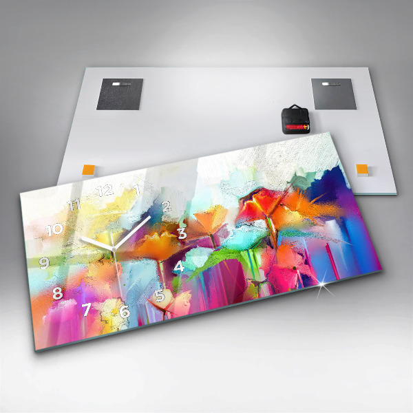 Vízszintes üvegóra Absztrakt virágok