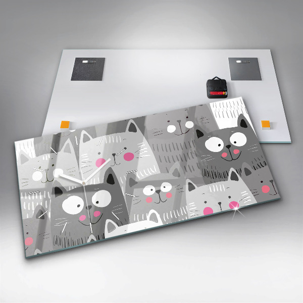 Vízszintes üvegóra Minta macskákkal